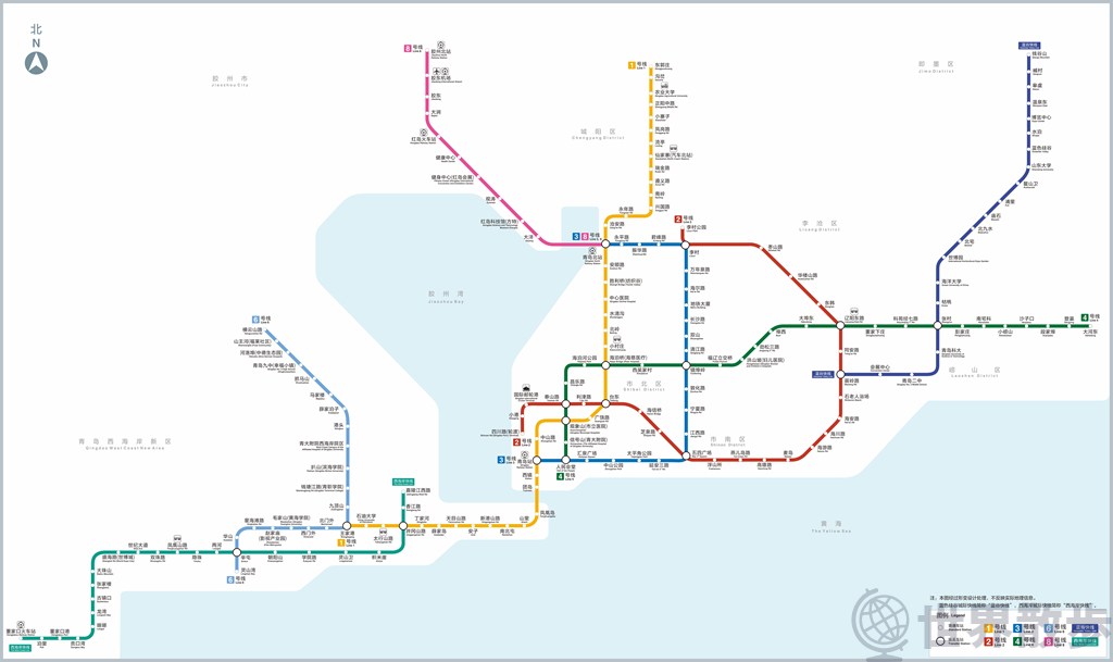 青島地下鉄の路線図